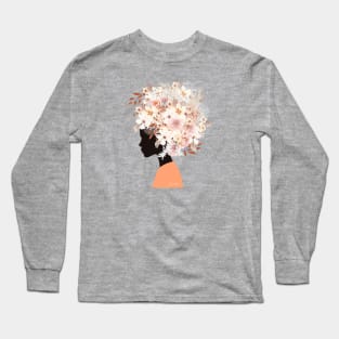 Black Woman in Flower Headdress Long Sleeve T-Shirt